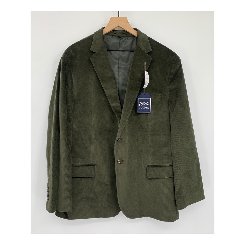 Jos A Bank Corduroy Blazer Men 48R Green Tailored Fit Holiday Fall Christmas NEW